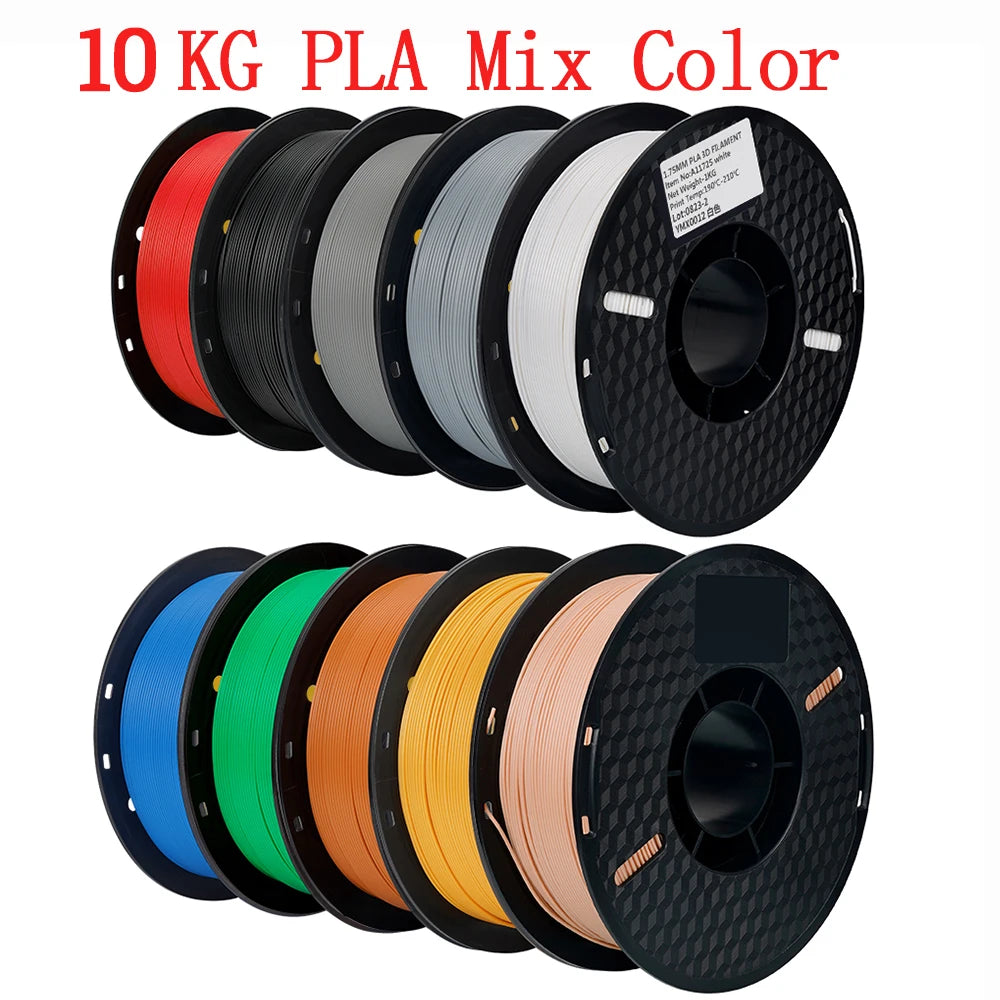 KINGROON 10KG PLA Filament PETG 3D Filament 1.75mm For 3D Printer Filament 10 Rolls/Set Mixed Colors and Materials FDM Printing Fast Ship