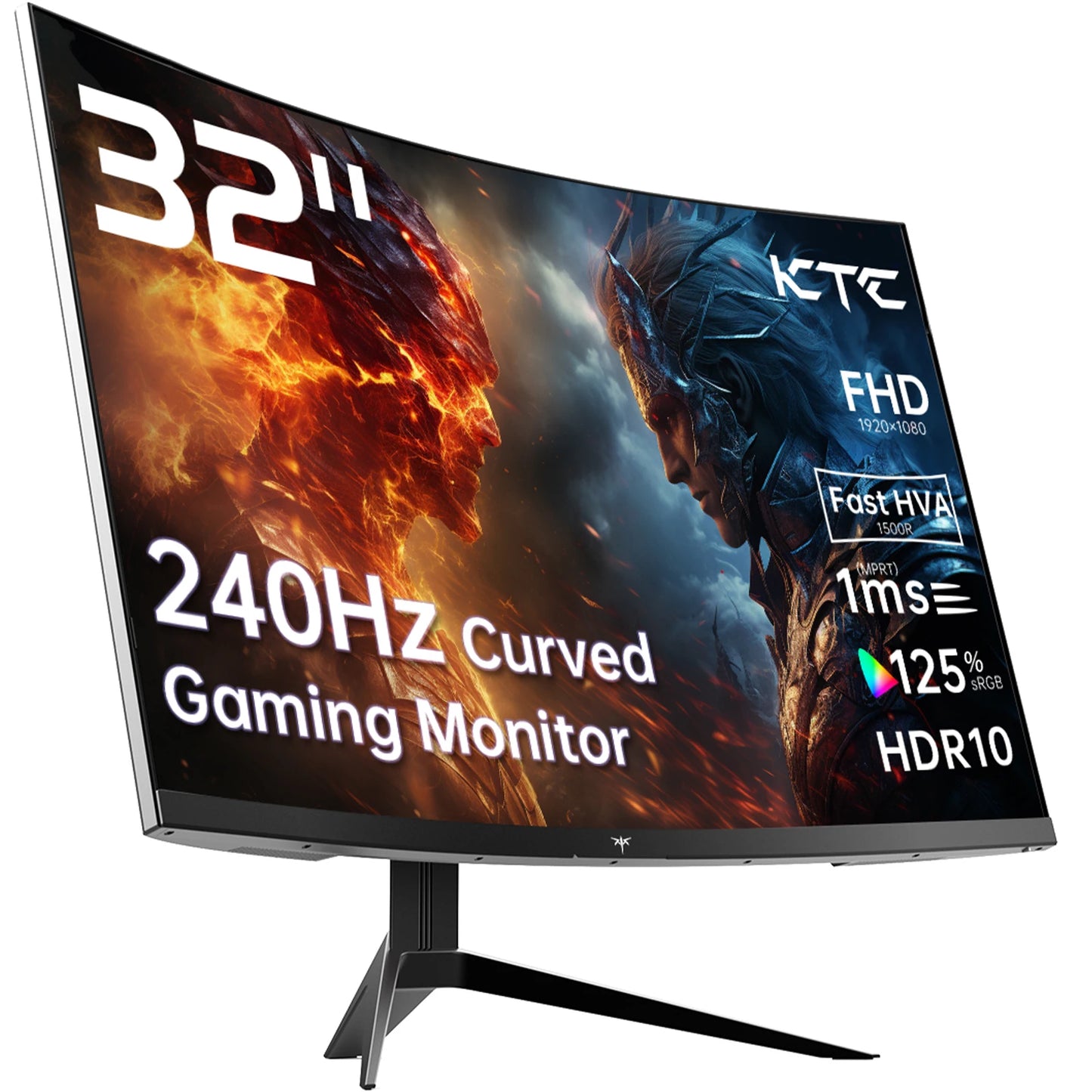 KTC 240Hz Curved Gaming Monitor 1500R HDR10 FreeSync G-Sync 1080p