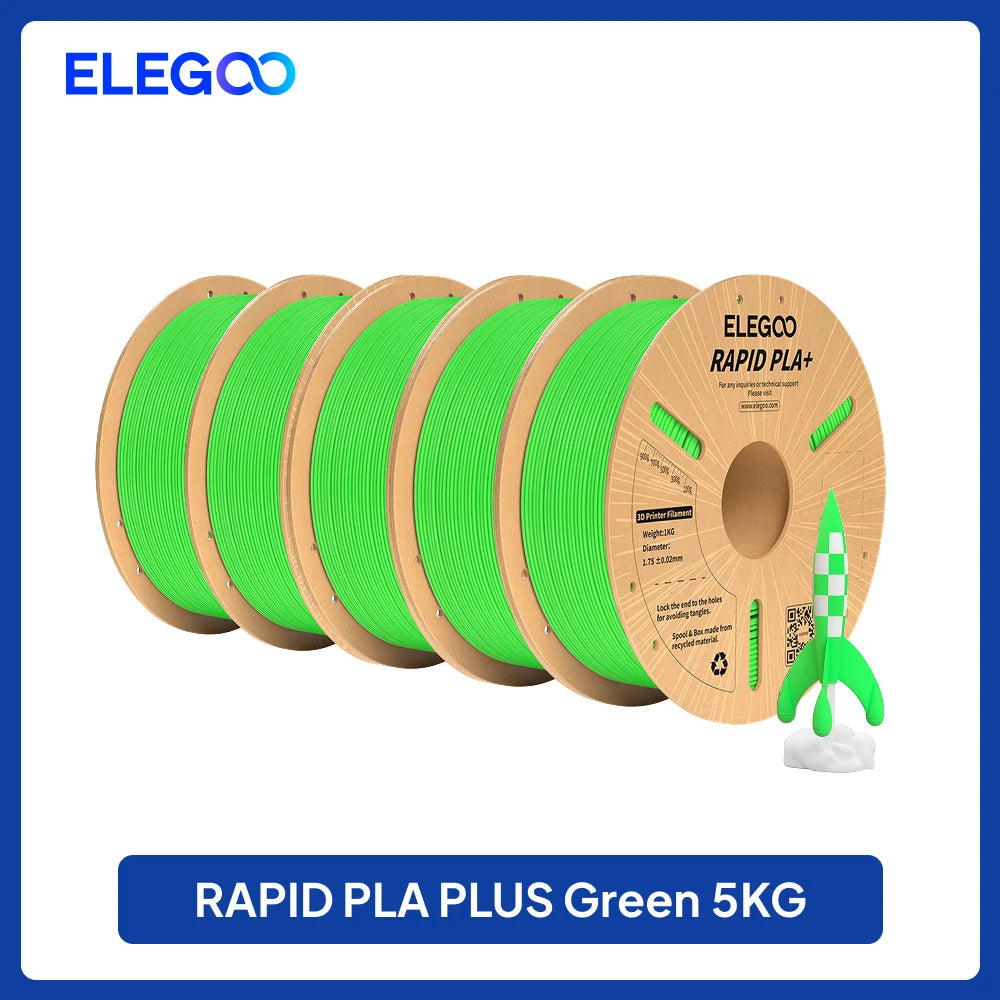 ELEGOO Rapid PLA Plus Filament 1.75mm, 3D Printer Filament for 30-600 MM/s High Speed Printing, 4 Pack 1kg Spool(2.2lbs)