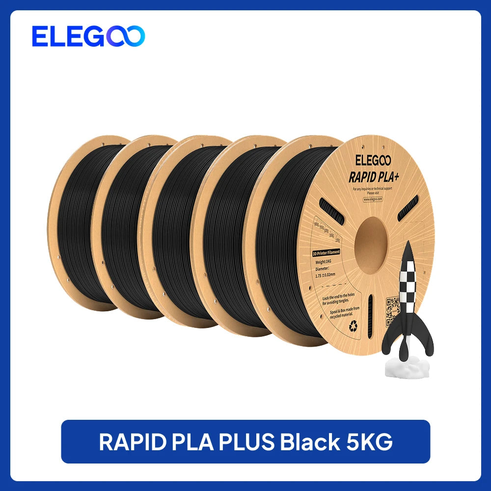 ELEGOO Rapid PLA Plus Filament 1.75mm, 3D Printer Filament for 30-600 MM/s High Speed Printing, 4 Pack 1kg Spool(2.2lbs)