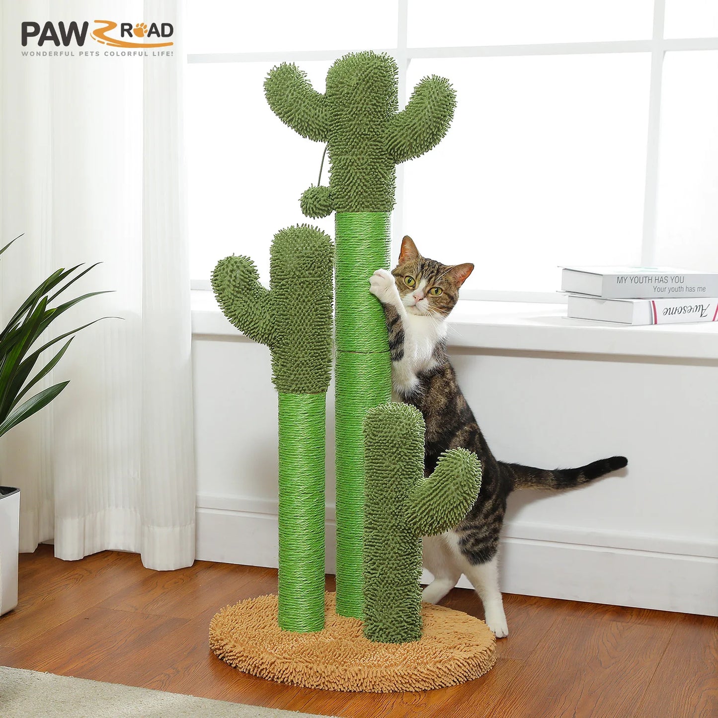 PEQULTICN Cat Scratching Post With 3 Natural Poles