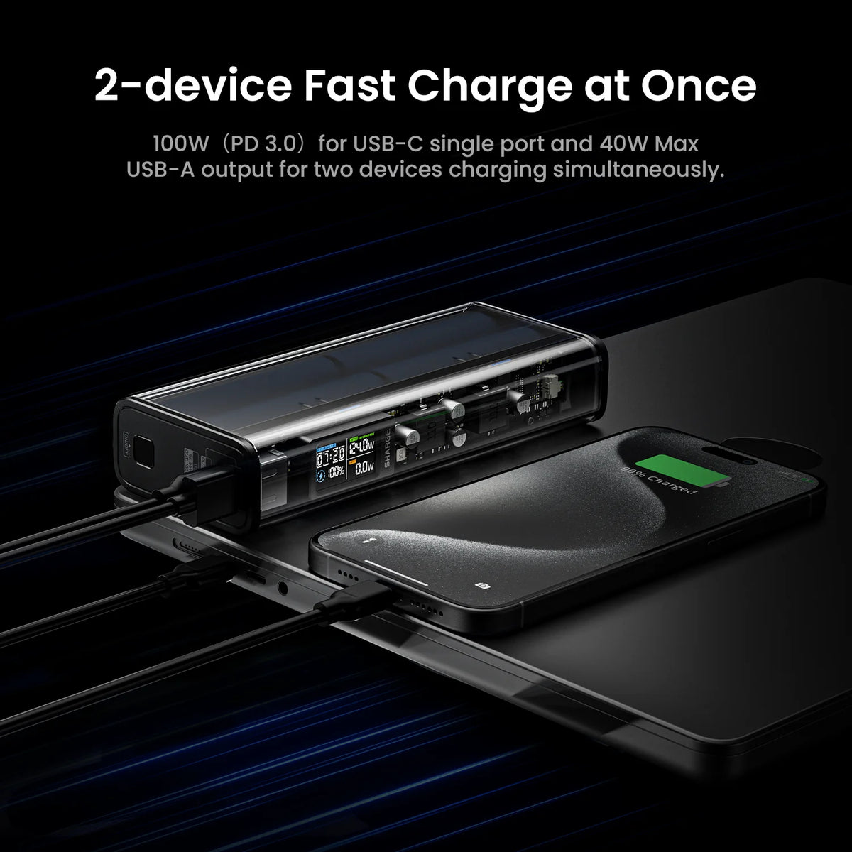 Sharge 140W Dual Port Laptop Power Bank With Smart Display