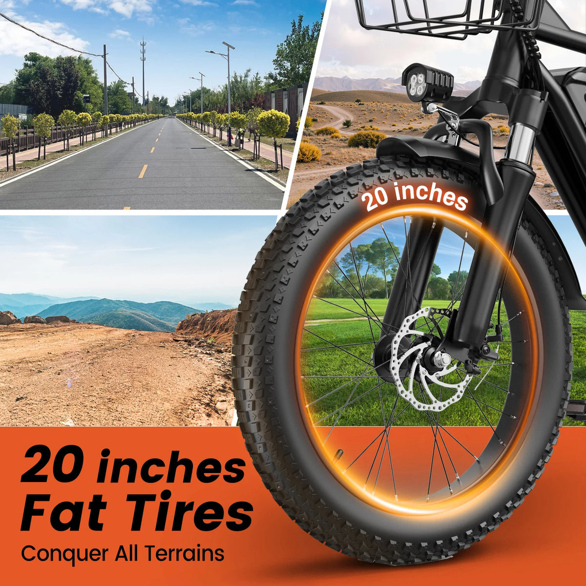 Kickwey 1500W Electric Bicycle Dual Seat Fat Tire Road Ebike