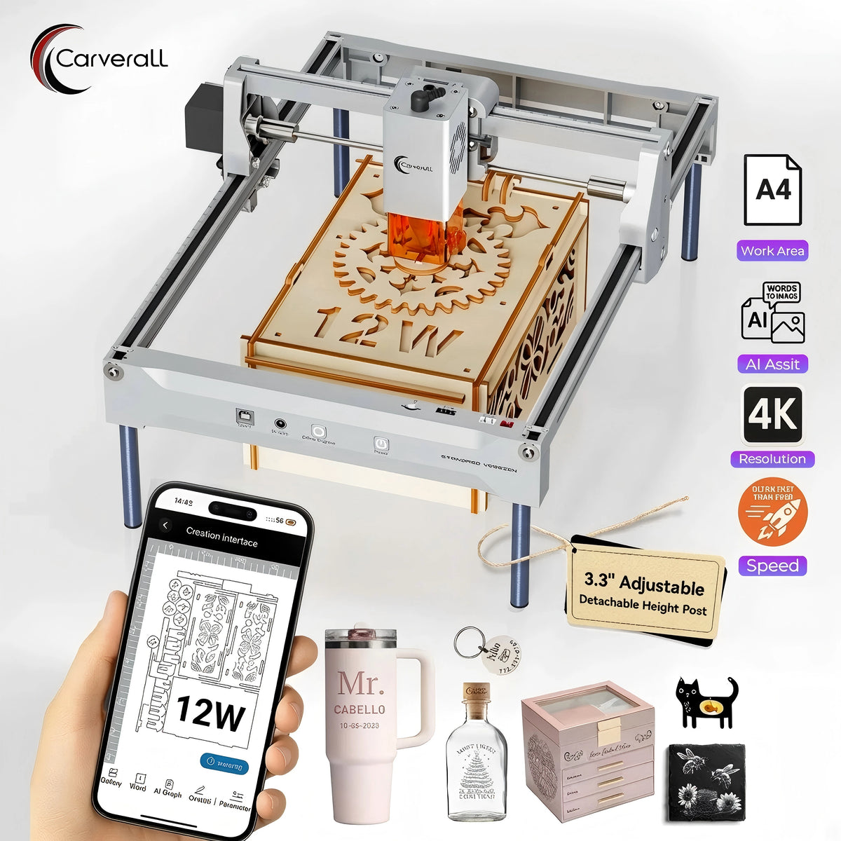 Carverall 12W Laser Engraver And Cutter For Wood And Leather