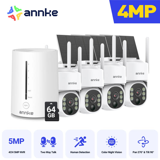 Annke 4CH Wireless Battery Security Camera With Auto Tracking