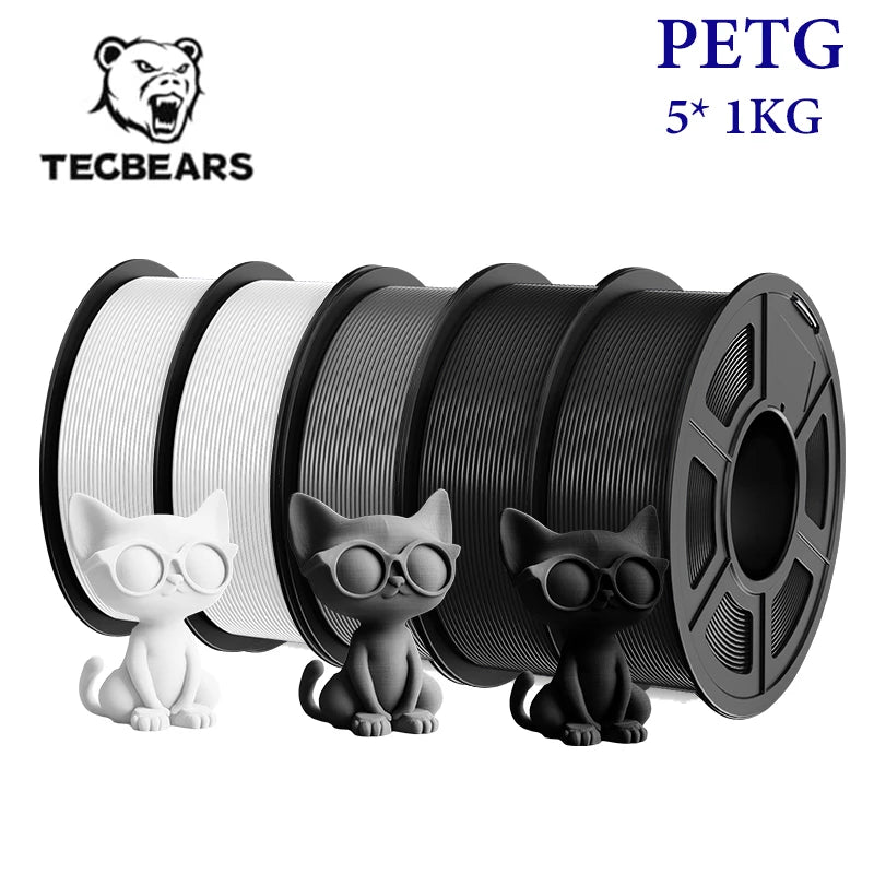 TECBEARS 3D Filament PLA/PETG/High Speed matte petg /abs/silk/HSMPLA/PLA Plus/pla 5kg 1.75mm 3D Printer Filament for 3D Printer