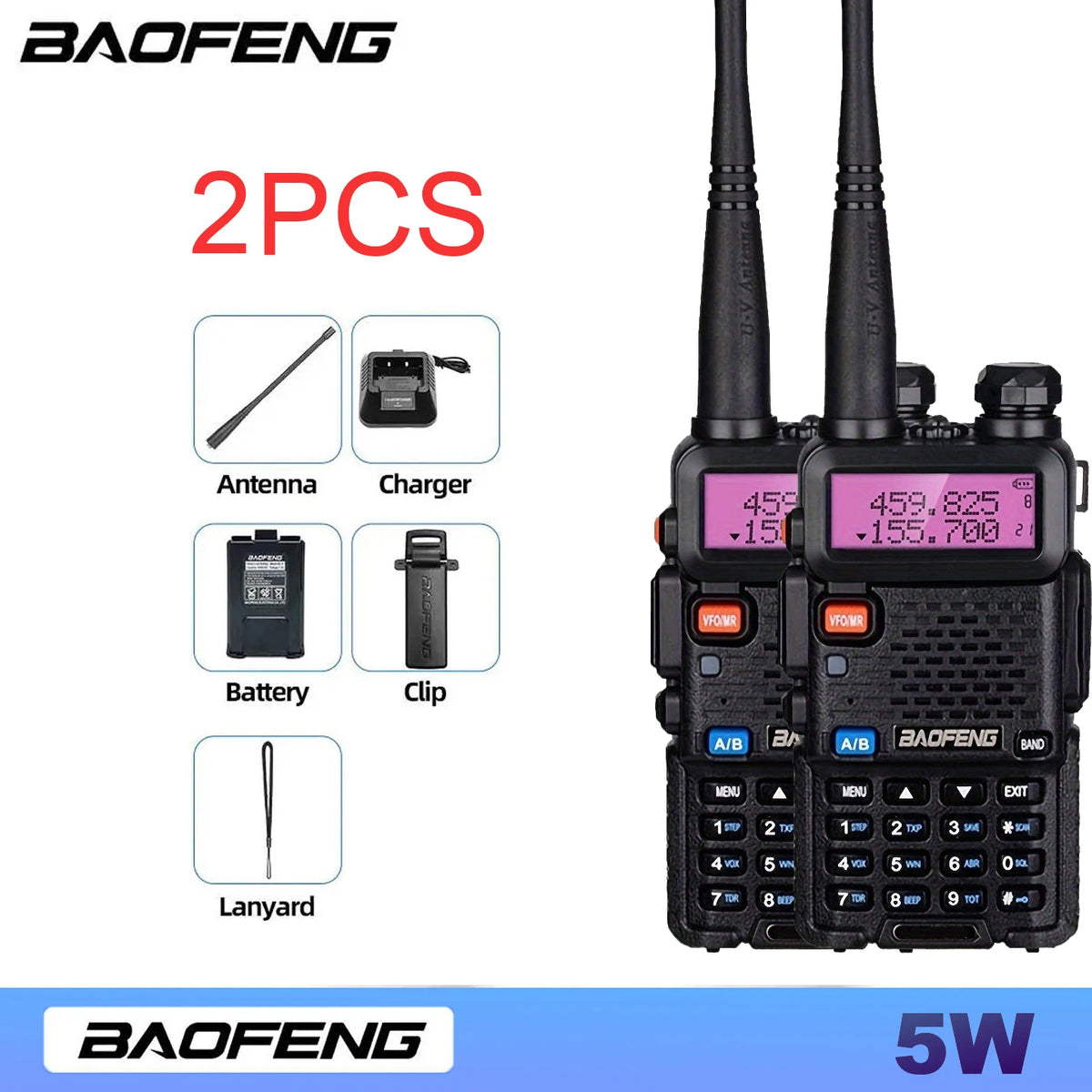 Baofeng Dual Band Handheld Two Way Radio High Power Transceiver