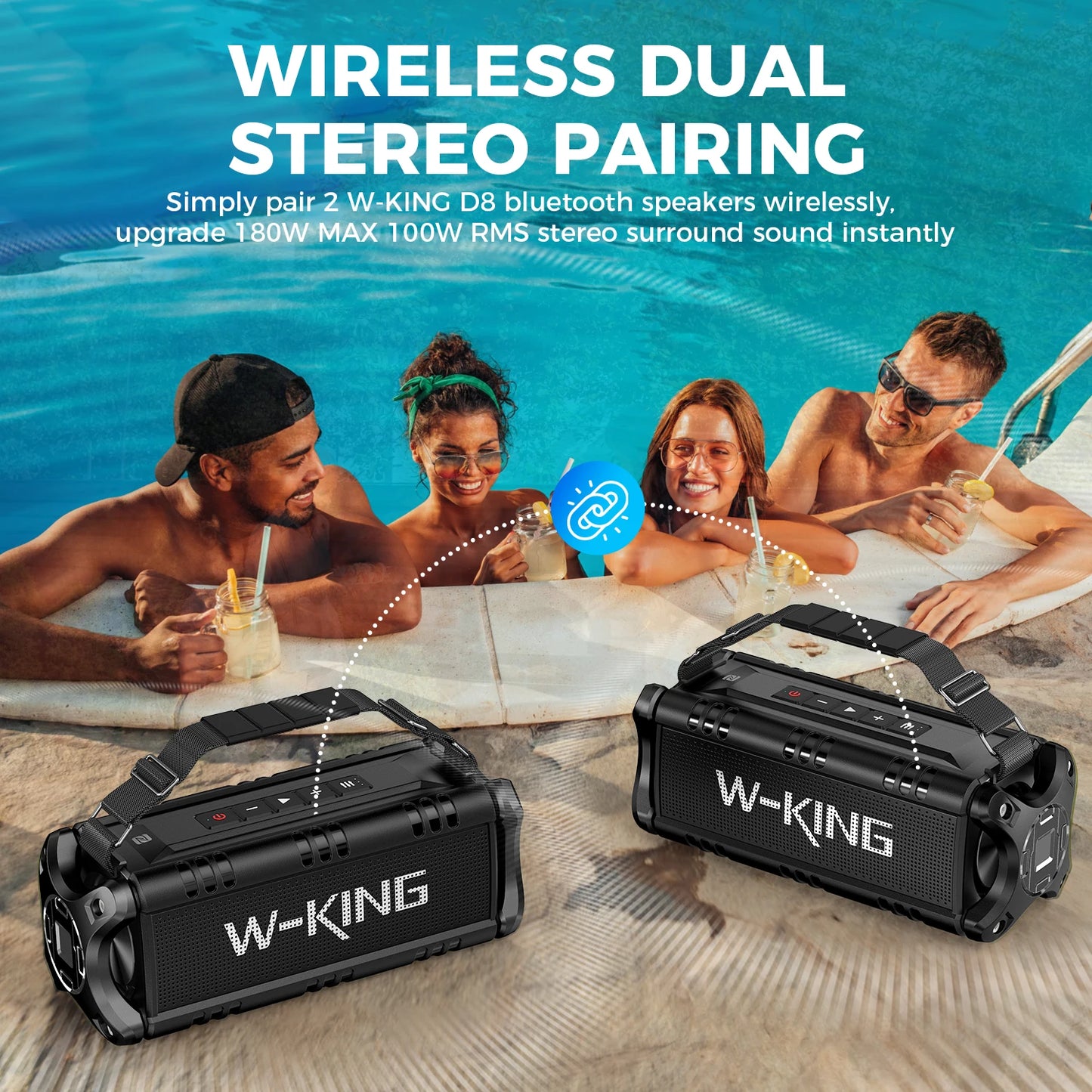 W-King 90W Peak Bluetooth Speaker IPX6 Waterproof Portable