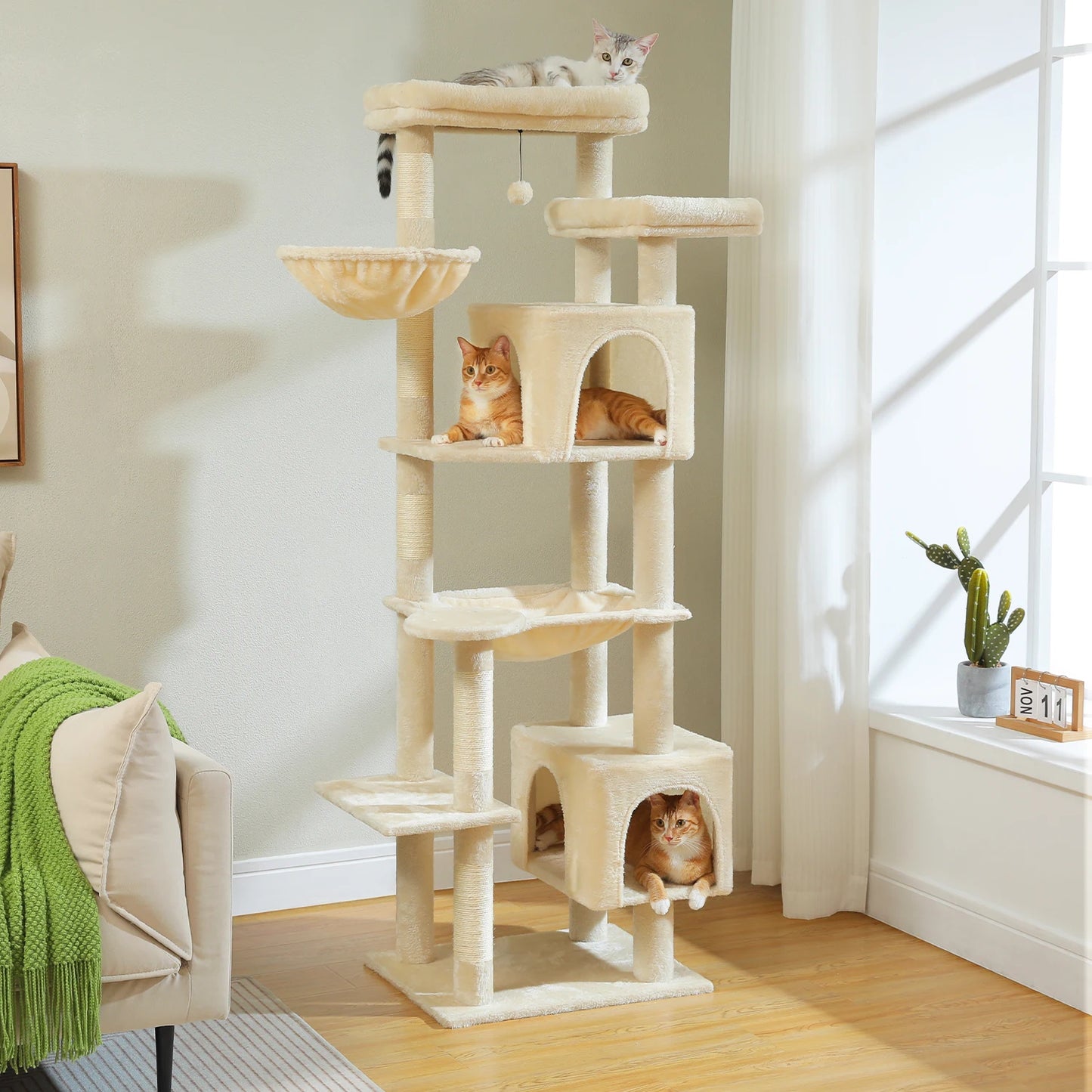 PEQULTICN Indoor Multi Level Cat Tree With Scratching Posts