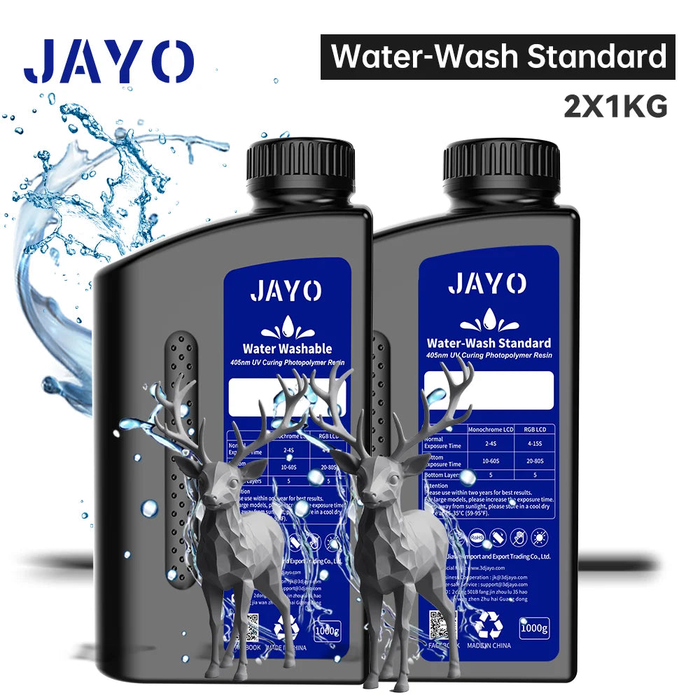 JAYO Standard /ABS-Like/ Water Wash 3D Printer UV Resin 405nm 2 Bottles For LCD 3D Printer Material For Printing Easy to Print