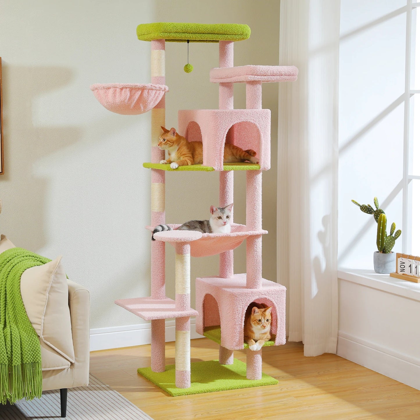 PEQULTICN Indoor Multi Level Cat Tree With Scratching Posts