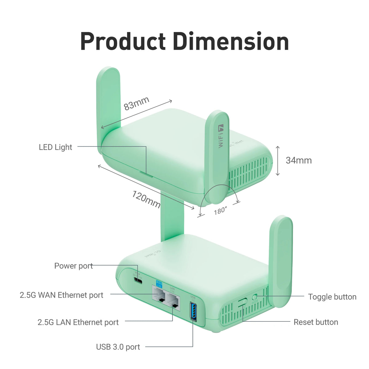 GL.iNet Beryl 7 Wi-Fi 7 Dual-Band Travel Router with VPN