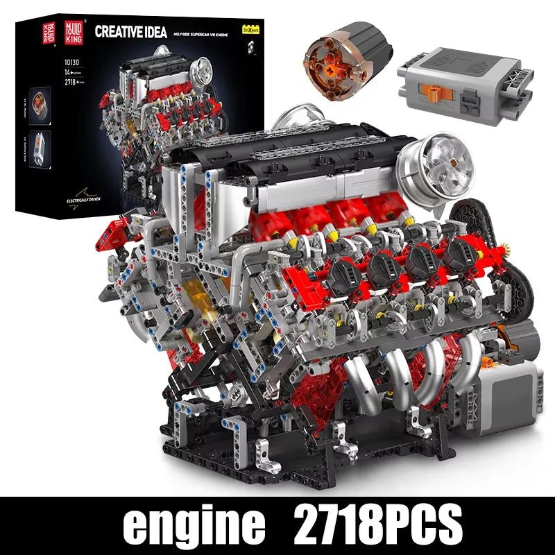 Mould King F488 Supercar V8 Engine Building Block Set