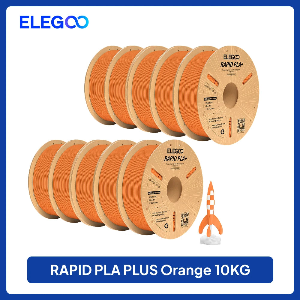 ELEGOO Rapid PLA Plus Filament 1.75mm, 3D Printer Filament for 30-600 MM/s High Speed Printing, 4 Pack 1kg Spool(2.2lbs)