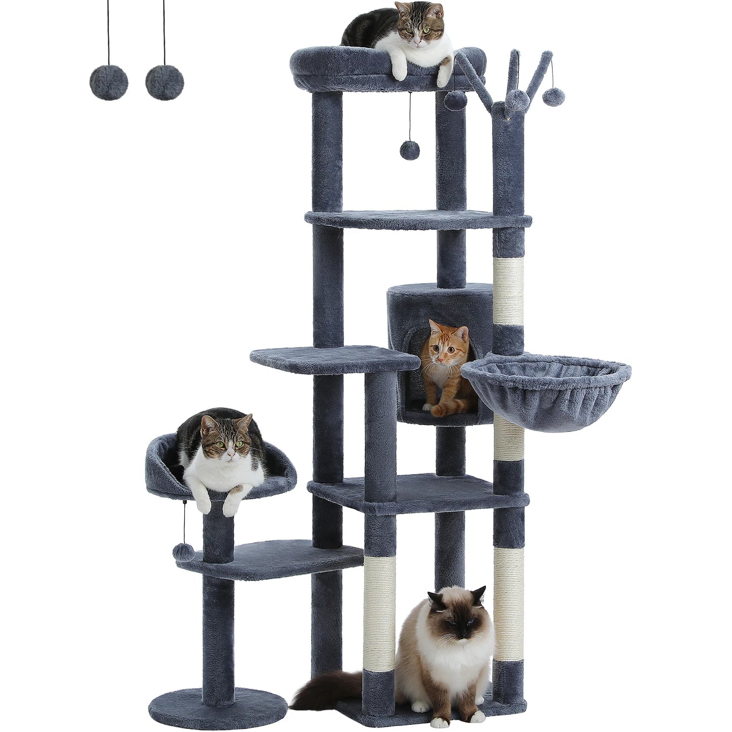 PEQULTICN Multi Level Cat Tree with Scratching Posts and Hammock