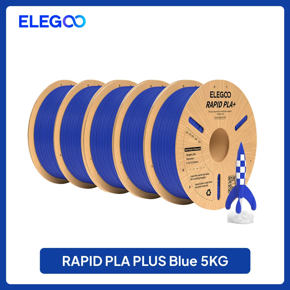 ELEGOO Rapid PLA Plus Filament 1.75mm, 3D Printer Filament for 30-600 MM/s High Speed Printing, 4 Pack 1kg Spool(2.2lbs)