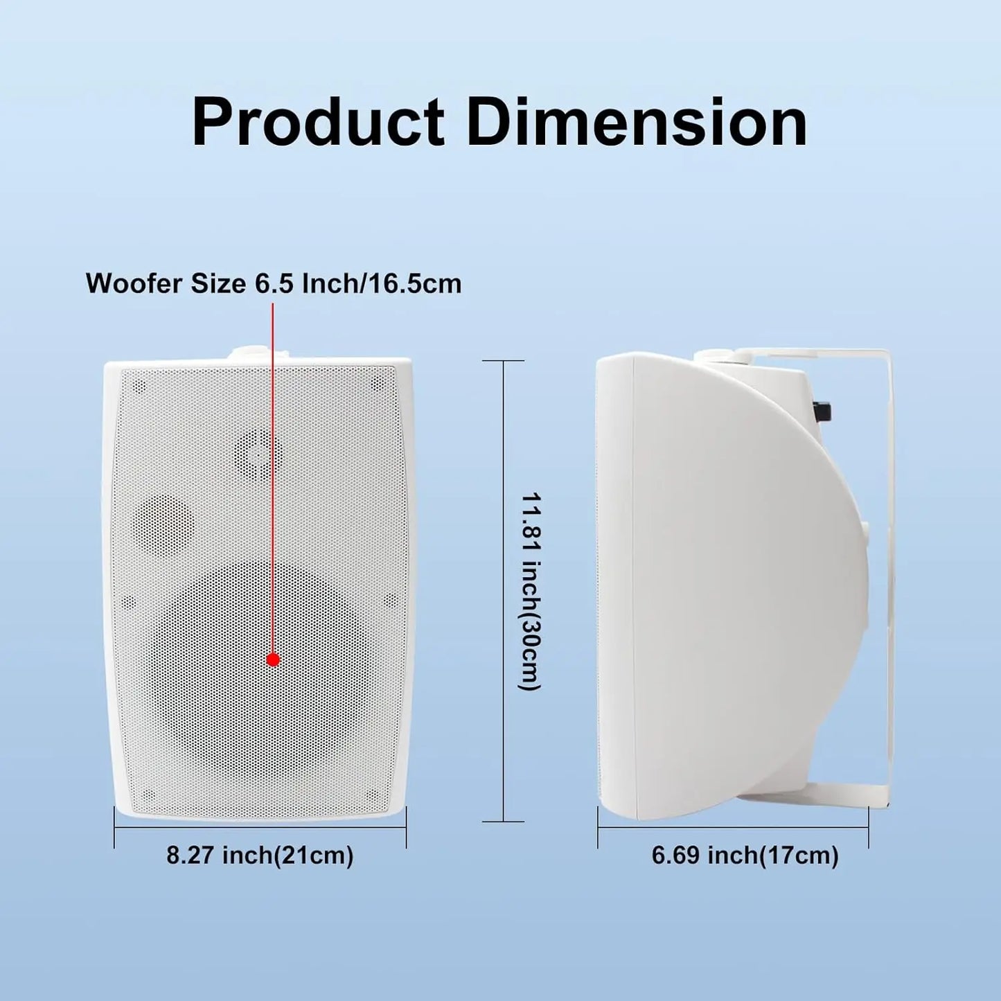 Herdio 2PCS 6.5'' 400W Passive Outdoor Speakers Wired Waterproof Wall Mount Speakers With Loud Volume Suitable For Patio Garden