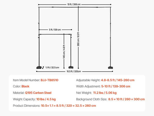 SucceBuy Backdrop Stand for Photo Video Studio Wedding