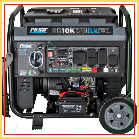 10500W Dual Fuel Portable Inverter Generator with Electric Start, RV Ready & Wheel Kit for Home Backup