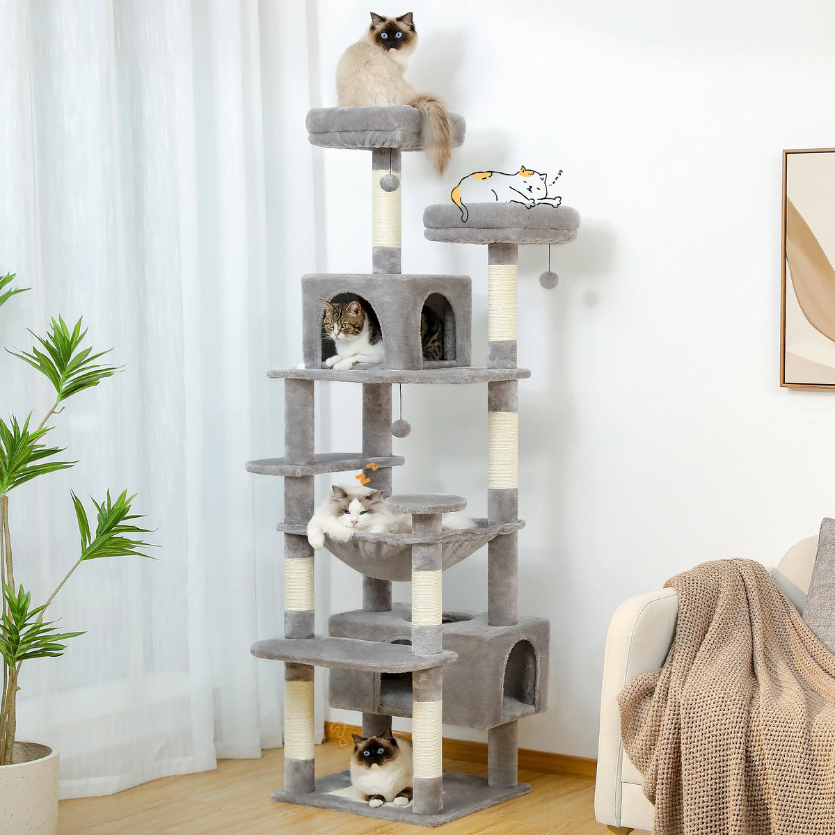 PAWZ Road Cat Tree With Sisal Scratching Posts And Condos