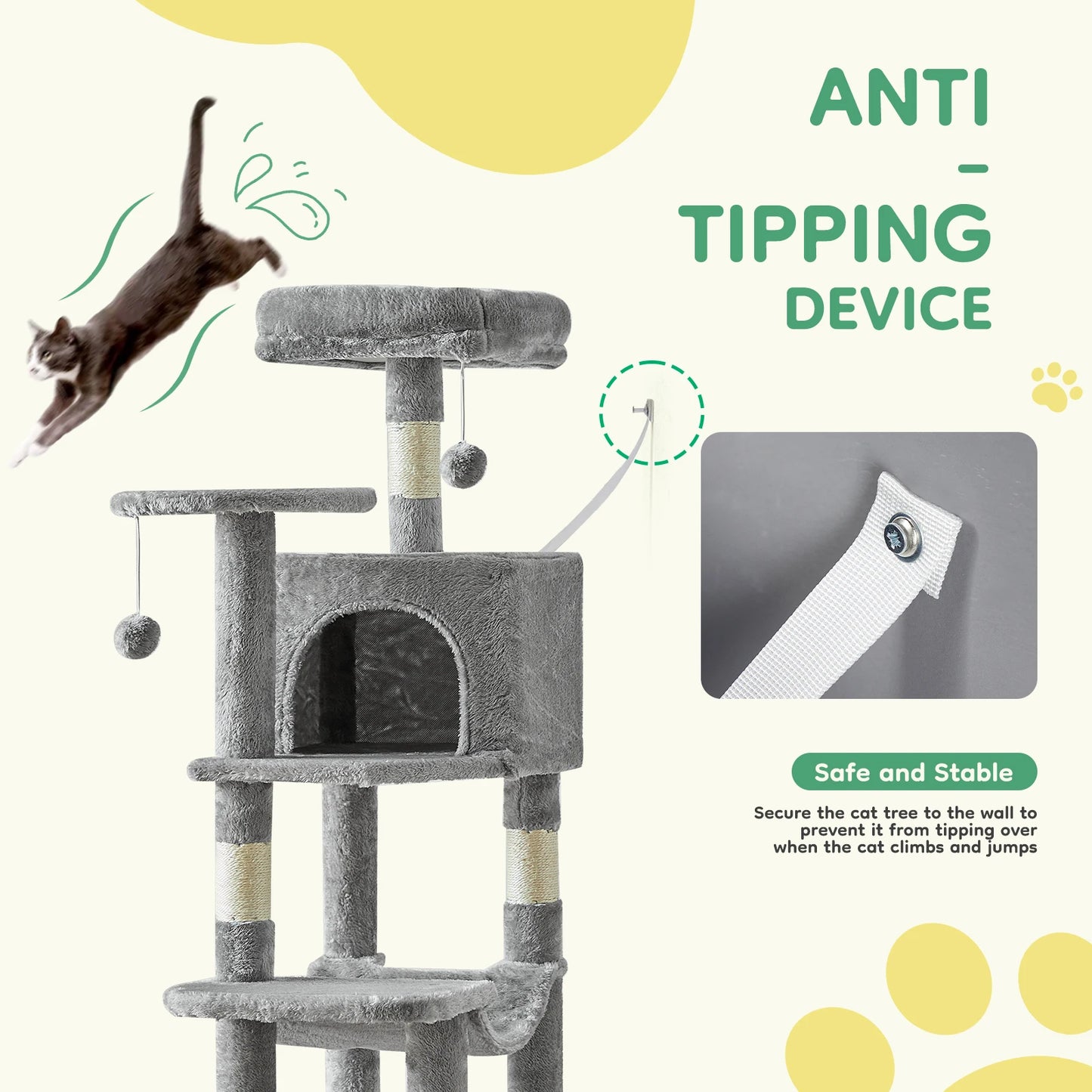 JHK Cat Tree for Indoor Cats with Multi Level Scratching