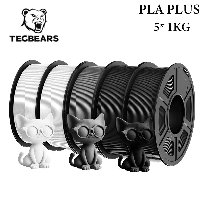 TECBEARS 3D Filament PLA/PETG/High Speed matte petg /abs/silk/HSMPLA/PLA Plus/pla 5kg 1.75mm 3D Printer Filament for 3D Printer