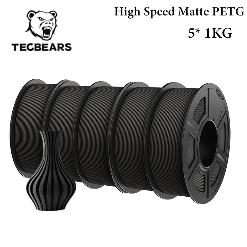 TECBEARS 3D Filament PLA/PETG/High Speed matte petg /abs/silk/HSMPLA/PLA Plus/pla 5kg 1.75mm 3D Printer Filament for 3D Printer
