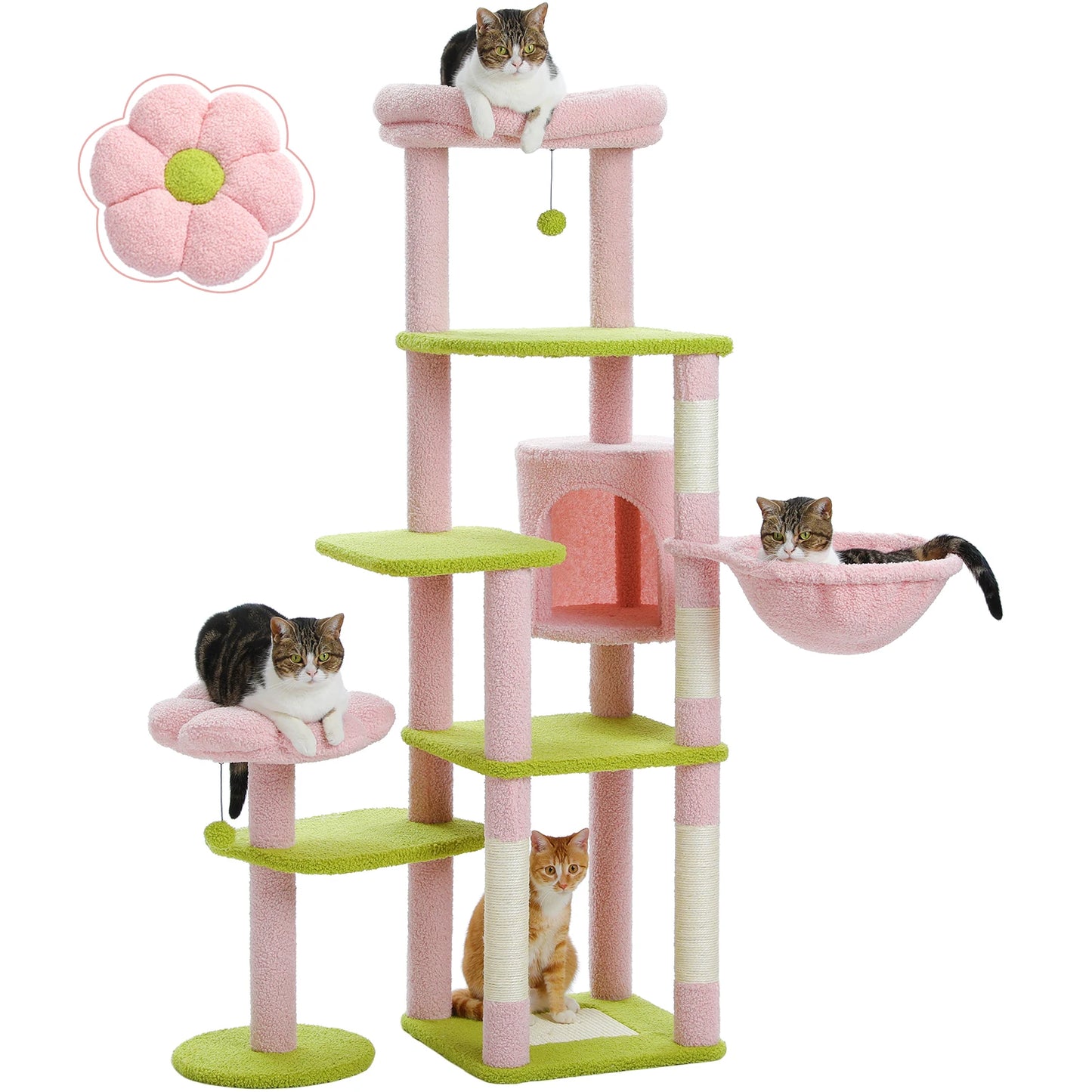 PEQULTICN Multi Level Cat Tree with Scratching Posts and Hammock