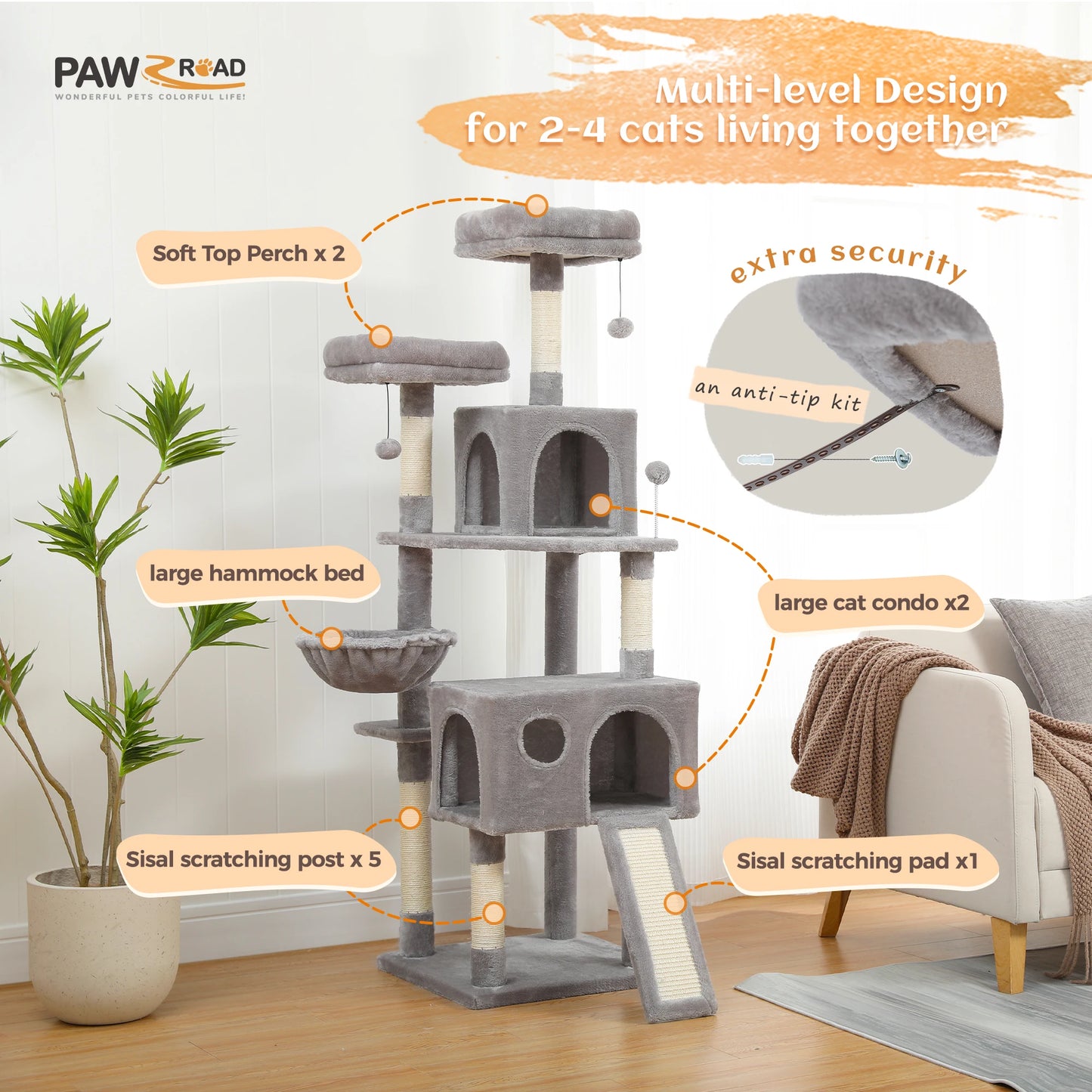 PEQULTICN Large Cat Tree Indoor Multi Level Tower Premium Quality