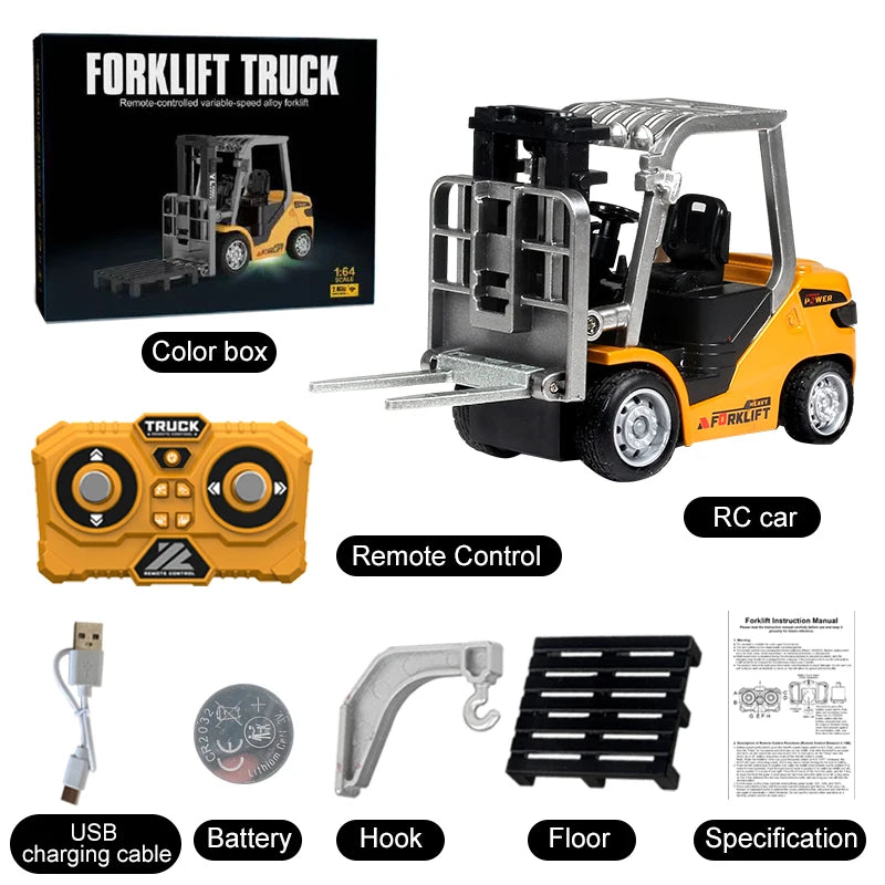 2026New Full-Scale Mini Excavator Tipper Truck 1:64 Remote Control Engineering Vehicle Mini Forklift Birthday Gift Toy RC Trucks