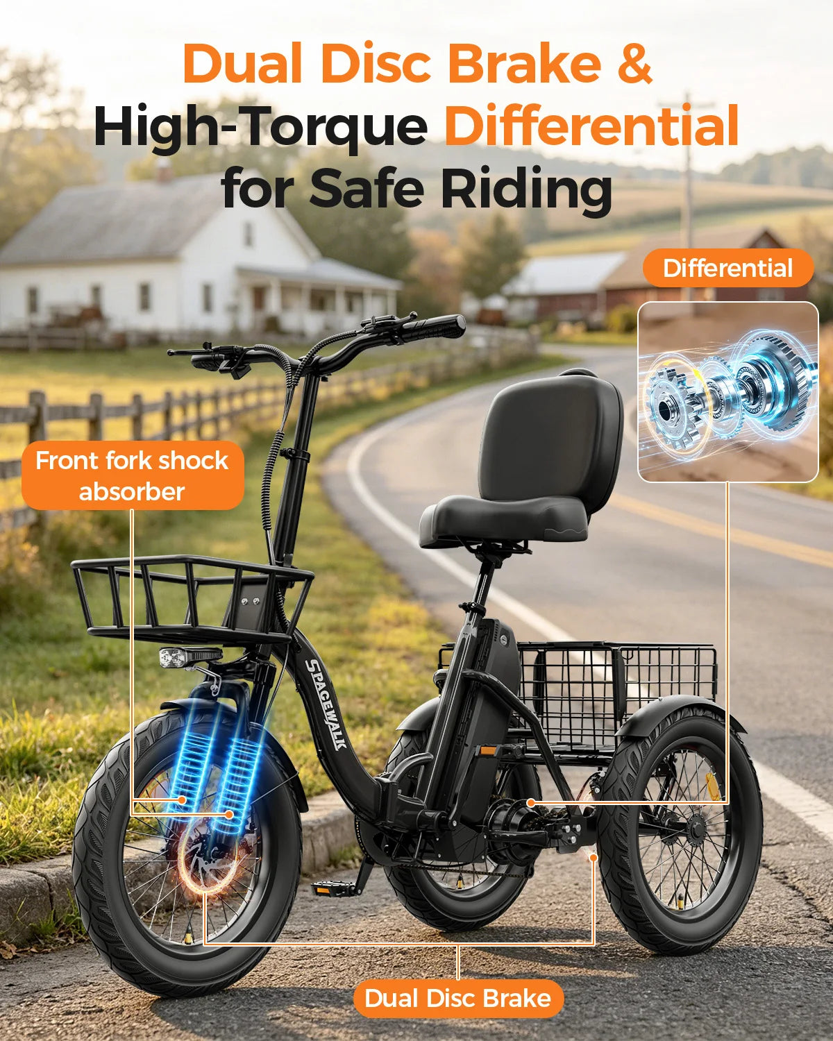 Spacewalk Electric Trike With Foldable Frame And Fat Tires
