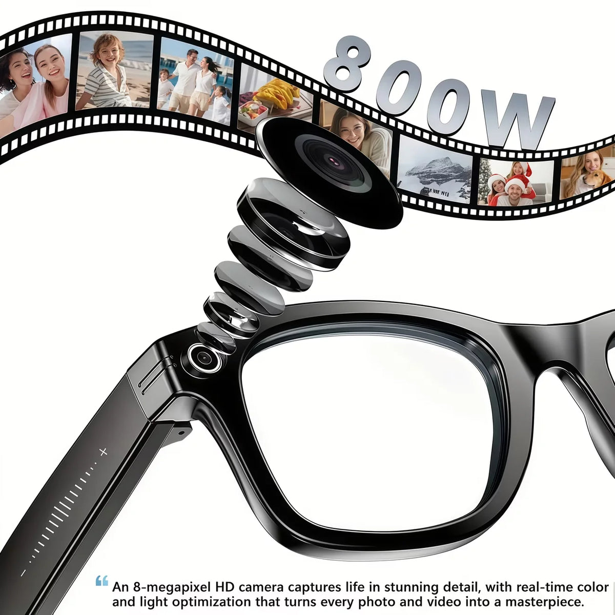 Fecoul AI Translator Camera Glasses With HD Calls And Music
