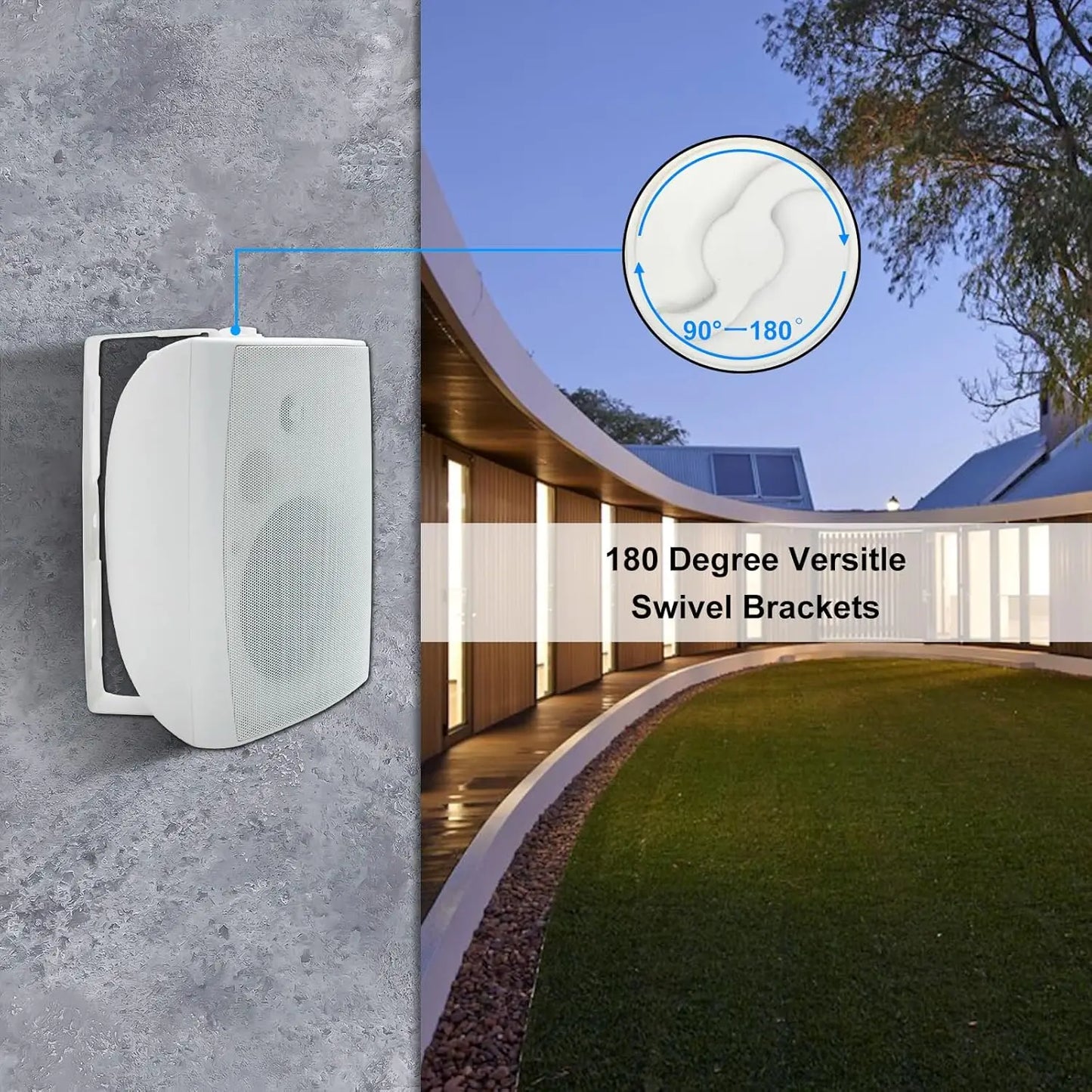 Herdio 2PCS 6.5'' 400W Passive Outdoor Speakers Wired Waterproof Wall Mount Speakers With Loud Volume Suitable For Patio Garden