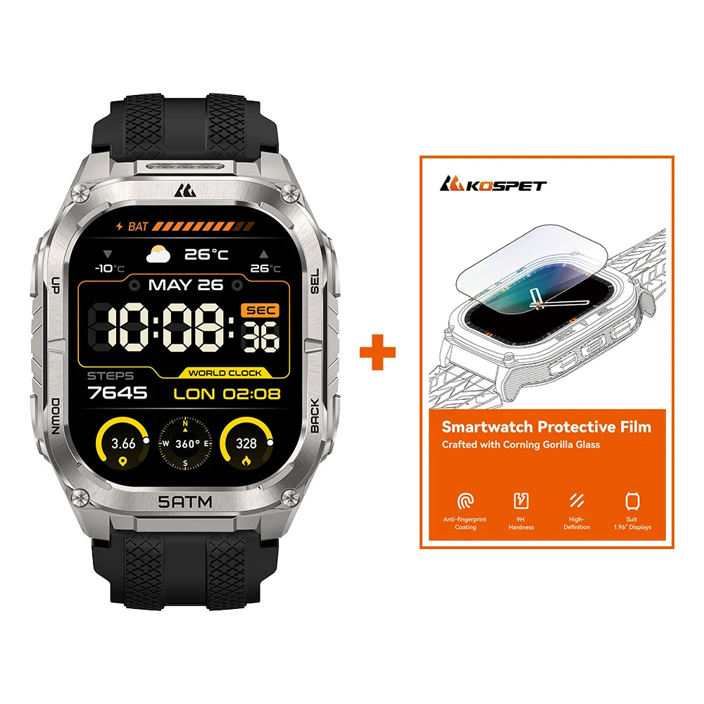 KOSPET Tank M4C Advanced GPS Smartwatch With Flashlight And Health