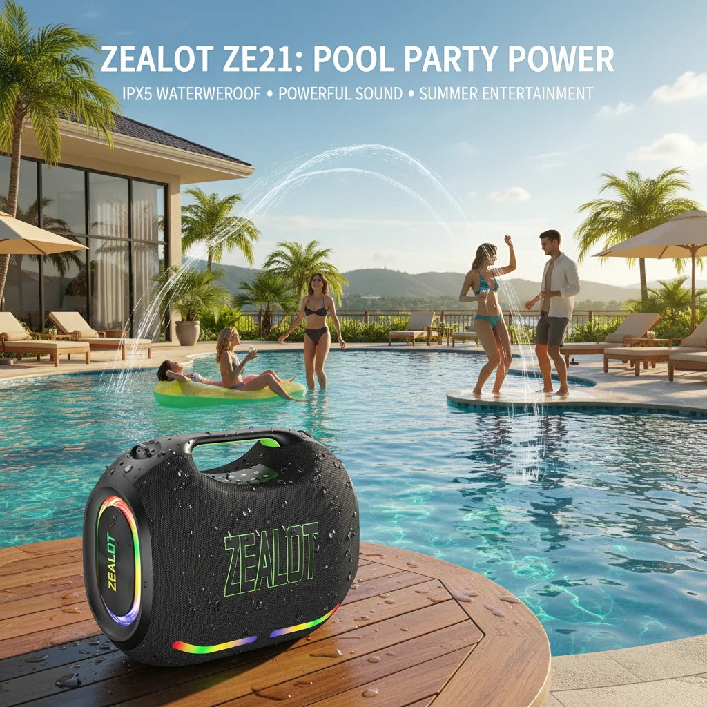 ZEALOT-ZE21 High-Power Wireless Speaker 400W Outdoor Portable Bluetooth Speaker 48000mAh Long-Lasting Battery with RGB Lights TWS Subwoofer High Volume Waterproof Bluetooth Speaker