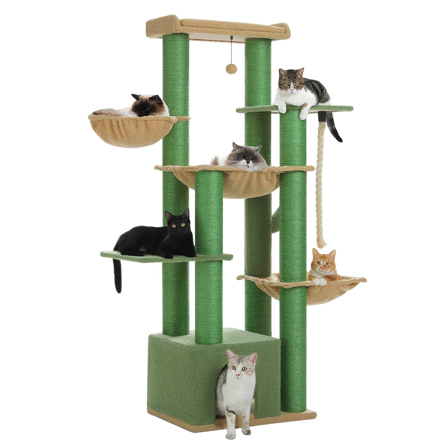 PEQULTICN Multi Level Cat Tree With Scratching Posts Cozy Condo