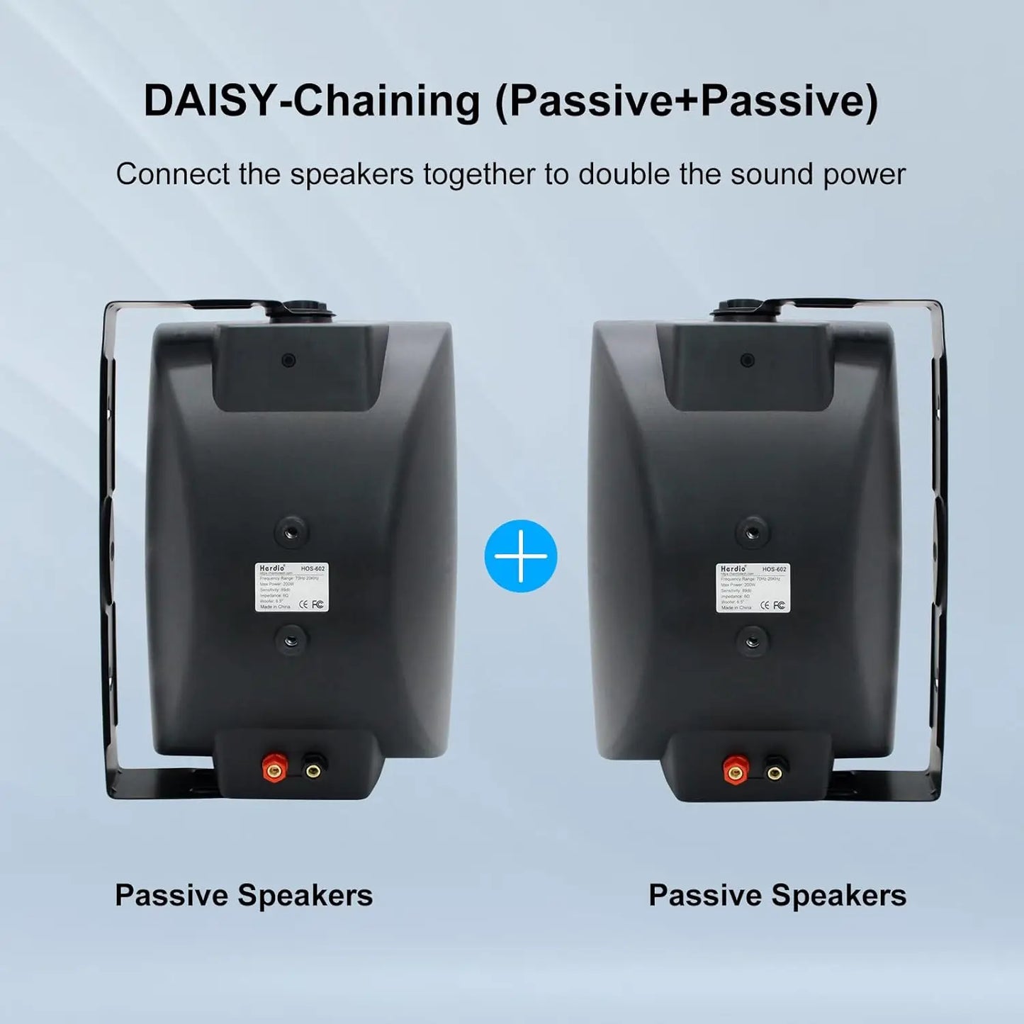 Herdio 2PCS 6.5'' 400W Passive Outdoor Speakers Wired Waterproof Wall Mount Speakers With Loud Volume Suitable For Patio Garden