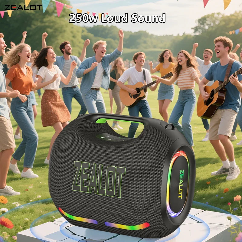 ZEALOT-ZE21 High-Power Wireless Speaker 400W Outdoor Portable Bluetooth Speaker 48000mAh Long-Lasting Battery with RGB Lights TWS Subwoofer High Volume Waterproof Bluetooth Speaker