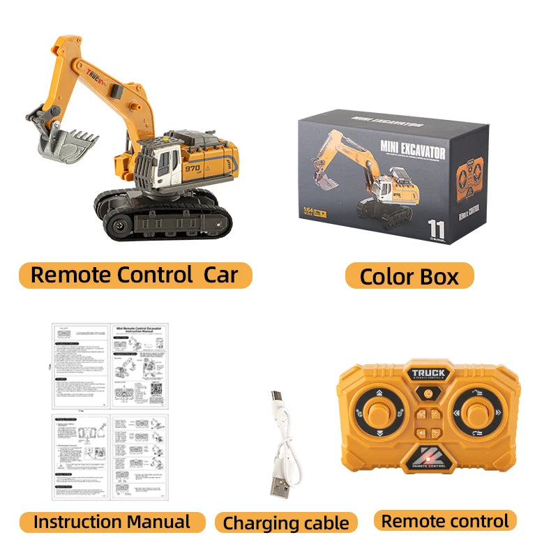 2026New Full-Scale Mini Excavator Tipper Truck 1:64 Remote Control Engineering Vehicle Mini Forklift Birthday Gift Toy RC Trucks