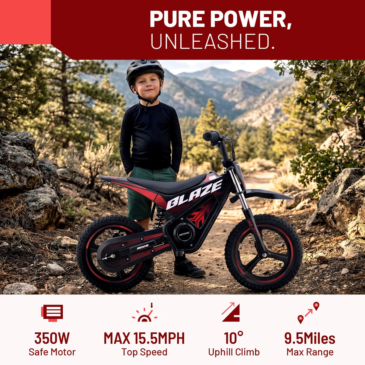 KOOZ HP01E 350W Electric Dual Speed Dirt Bike For Kids