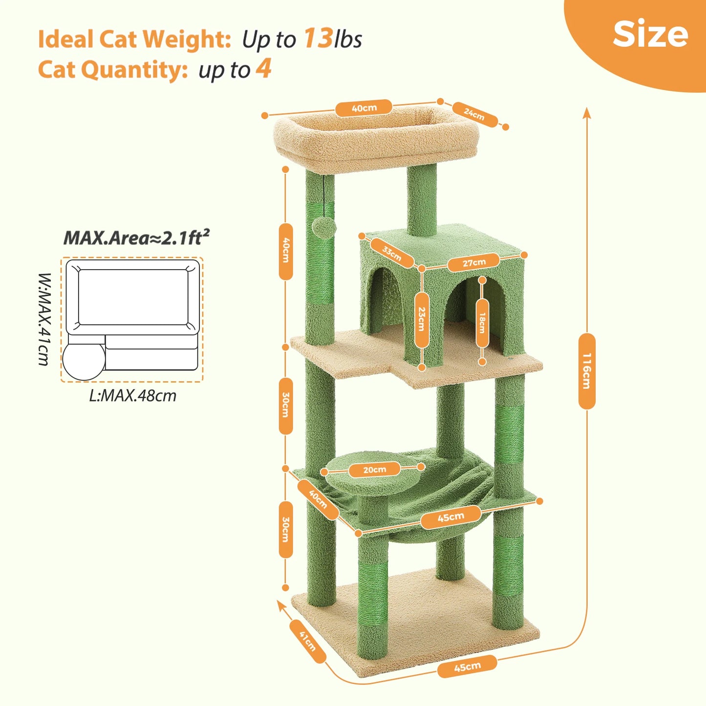 PETEPELACN Cat Tree Indoor Five Level Large Cat Tower