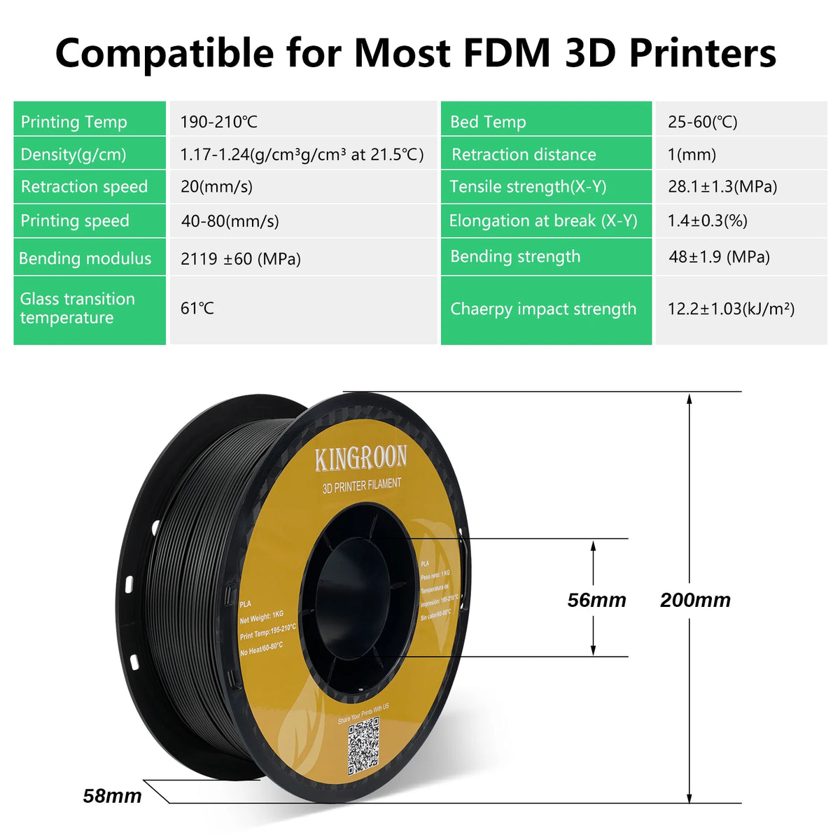 KINGROON 10KG PLA Filament PETG 3D Filament 1.75mm For 3D Printer Filament 10 Rolls/Set Mixed Colors and Materials FDM Printing Fast Ship