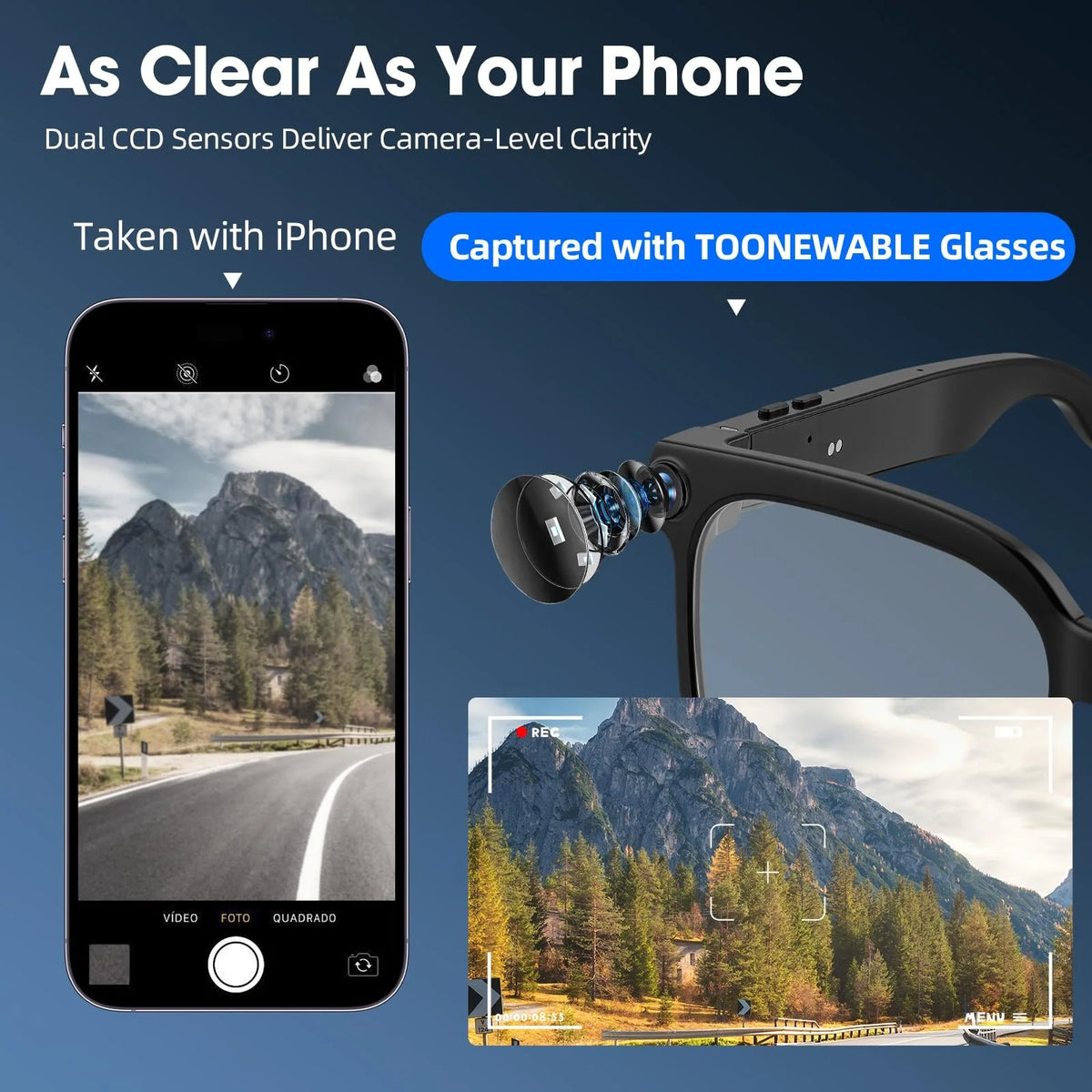 Smart Camera Glasses With Realtime Translation And Bluetooth