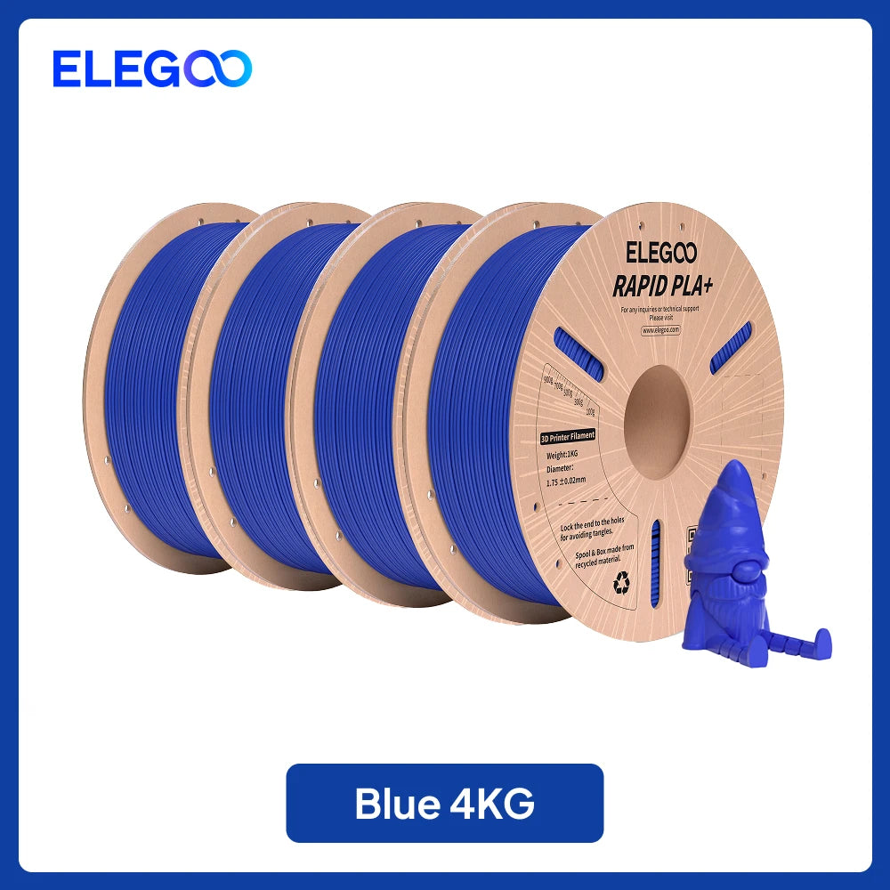 ELEGOO Rapid PLA Plus Filament 1.75mm, 3D Printer Filament for 30-600 MM/s High Speed Printing, 4 Pack 1kg Spool(2.2lbs)