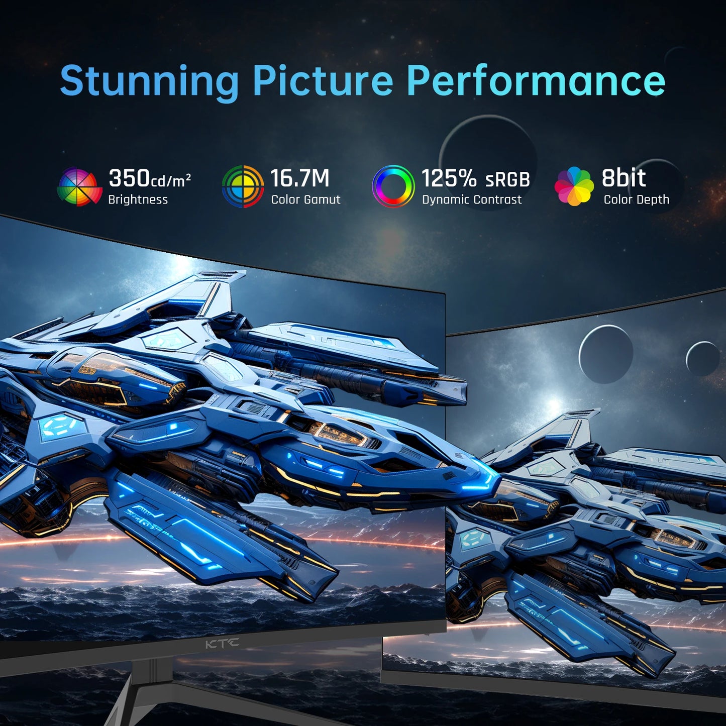 KTC 240Hz Curved Gaming Monitor 1500R HDR10 FreeSync G-Sync 1080p