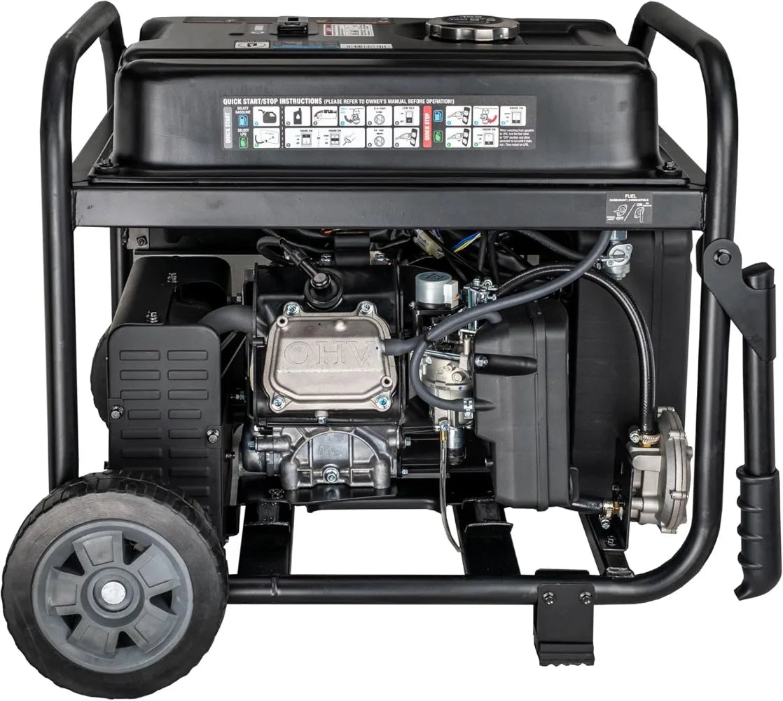 10500W Dual Fuel Portable Inverter Generator with Electric Start, RV Ready & Wheel Kit for Home Backup
