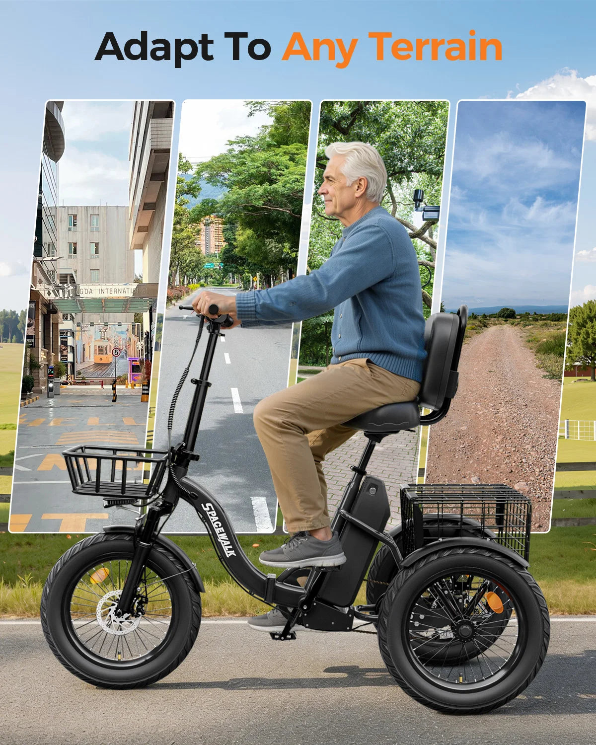 Spacewalk Electric Trike With Foldable Frame And Fat Tires