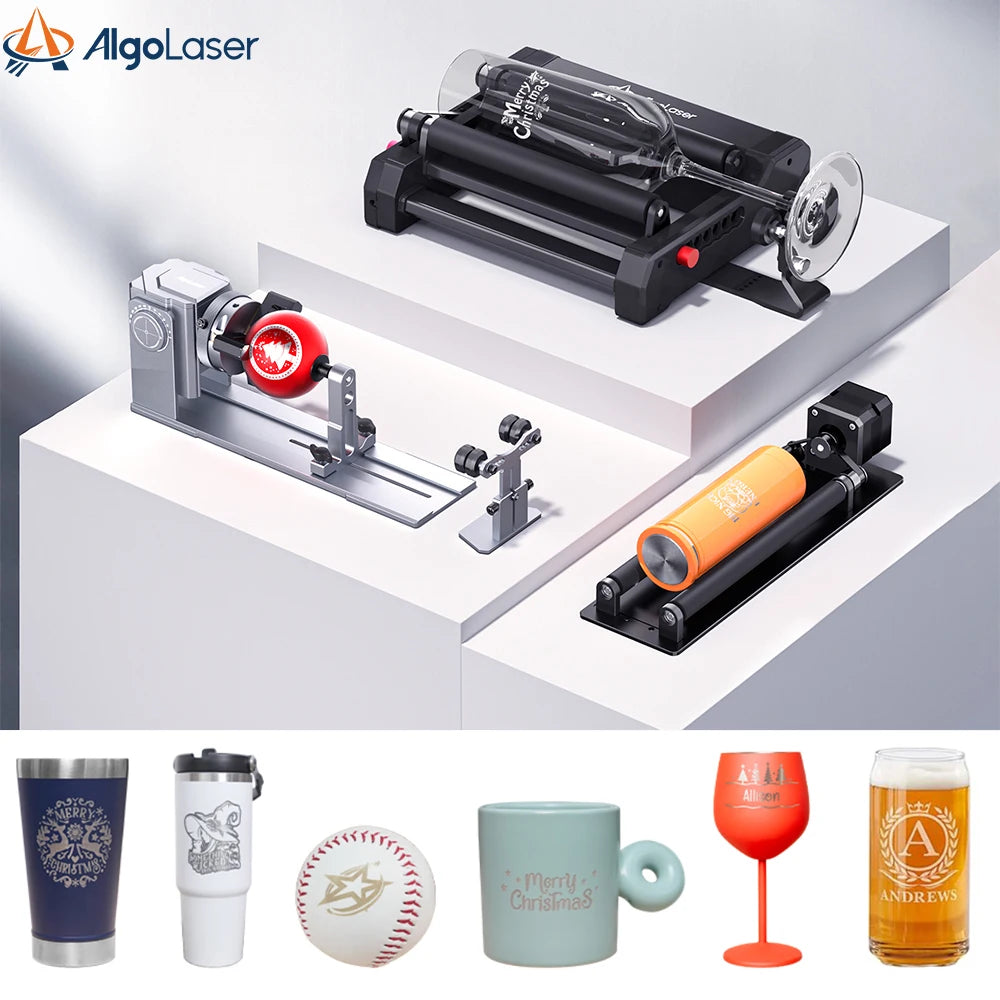 AlgoLaser Engraver Rotary Roller Rotary Chuck for 4 in-1 Multi-Functional Laser Rotary Roller Y-axis Jaw Chuck for Engraving