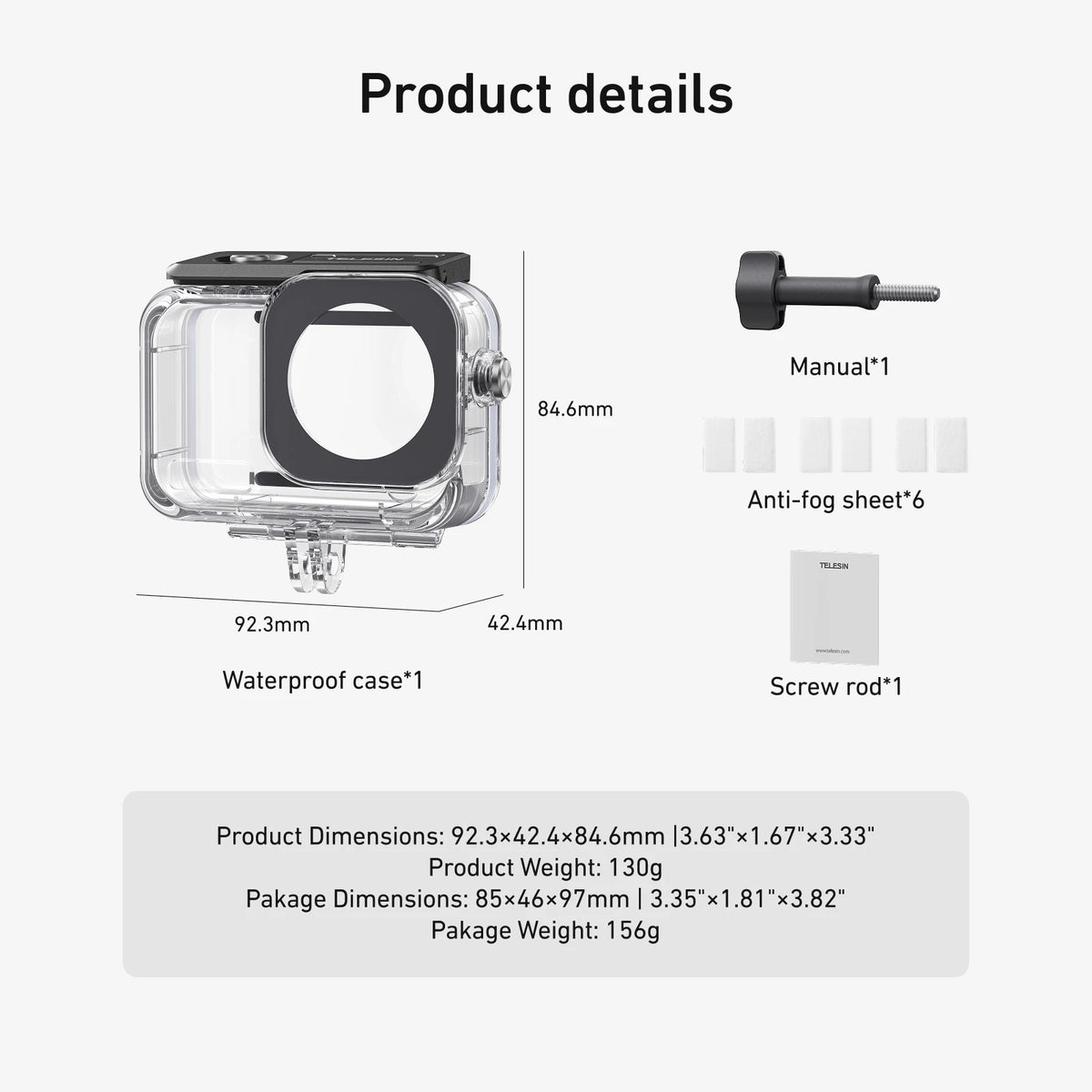Telesin Waterproof Case For DJI Osmo Action 6 Underwater Housing