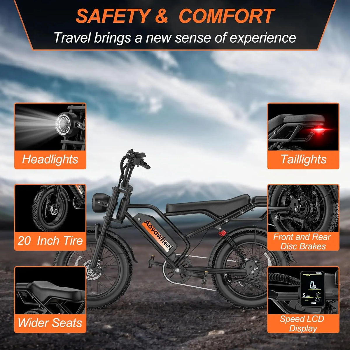 AOVOPRO 1500W Fat Tire Electric Bike For Off Road Riding